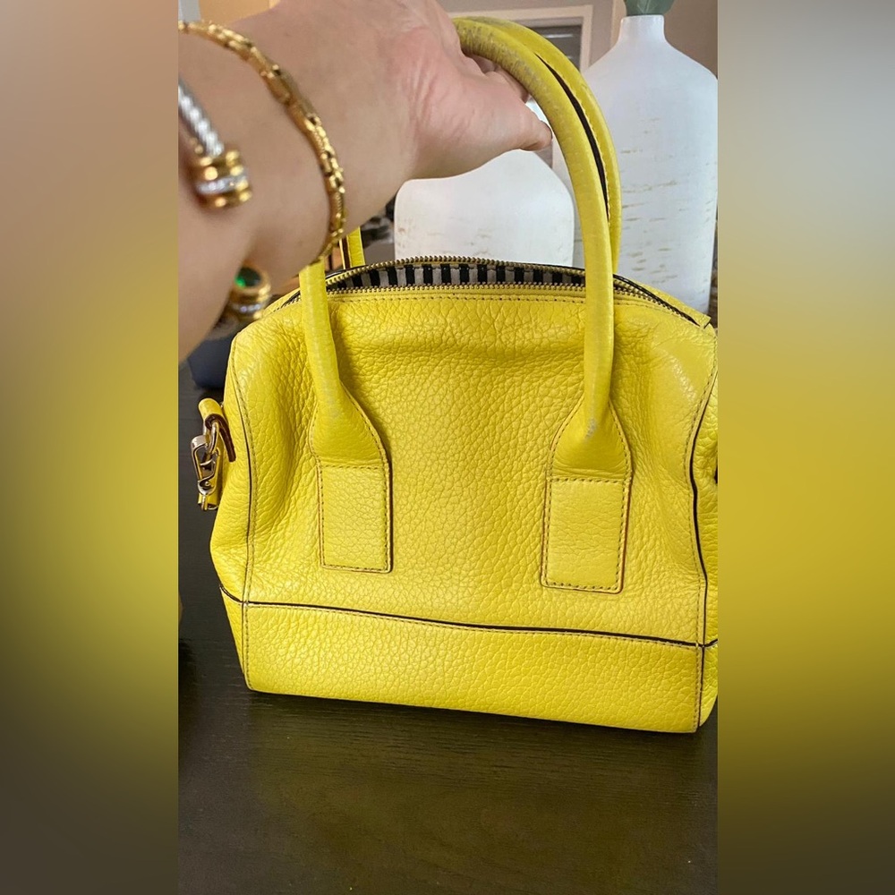 Kate Spade Yellow Womens Satchel Leather Purse Handbag - Picture 6 of 9